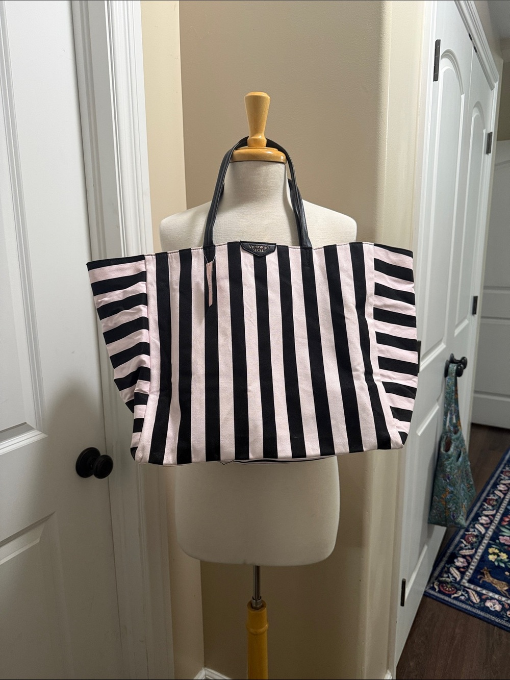 Victoria's Secret Pink and Black Striped Tote-Style Kids One-Piece Bodysuit